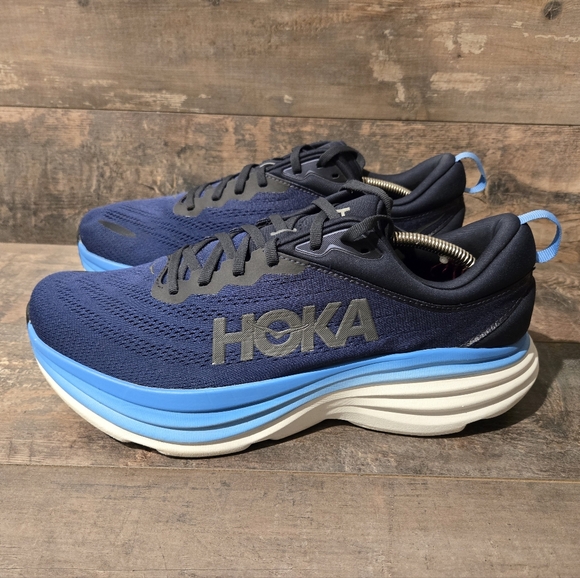 Hoka One Bondi 8 Running Shoes Outer Space / All Aboard Men's ● 12 D - Picture 3 of 7